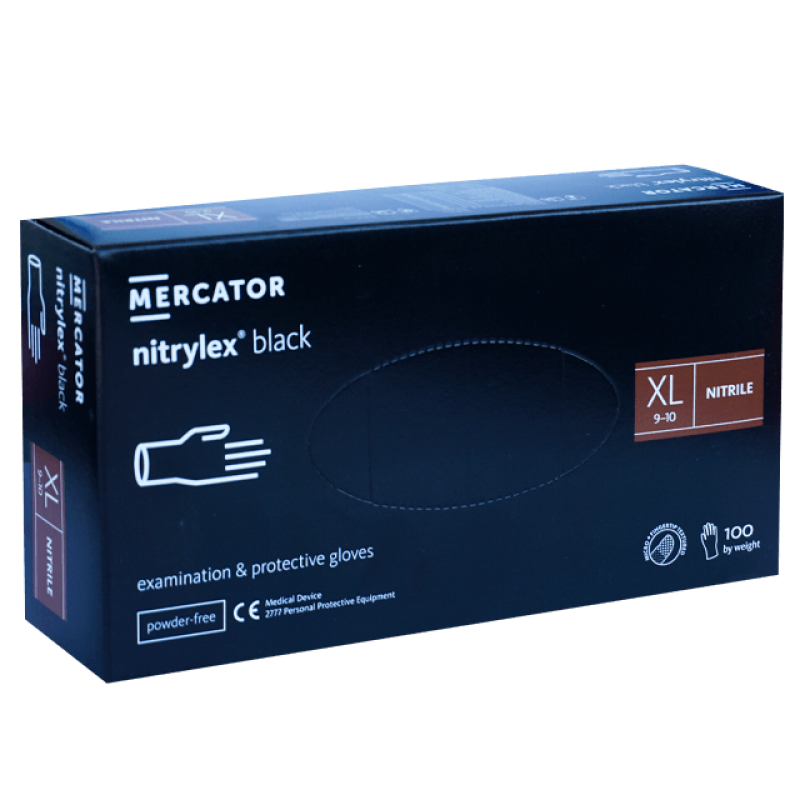 Mănuși nitril negre nepudrate Nitrylex Black XL 100 buc